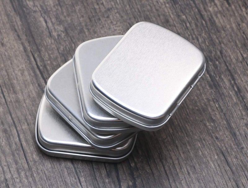 Mini Skater 2.23 x1.76 x 0.55 inch Metal Tin Box Portable Small Container Storage Case With Solid Hinged Top for Drawing Pin Nail Art Bead Earring and Jewelry Craft Organizing,4Pcs (Silver) - Image 4